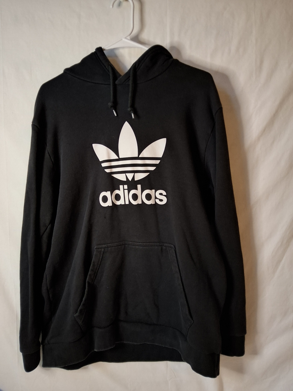 adidas Black Hoodie with White Trefoil Logo